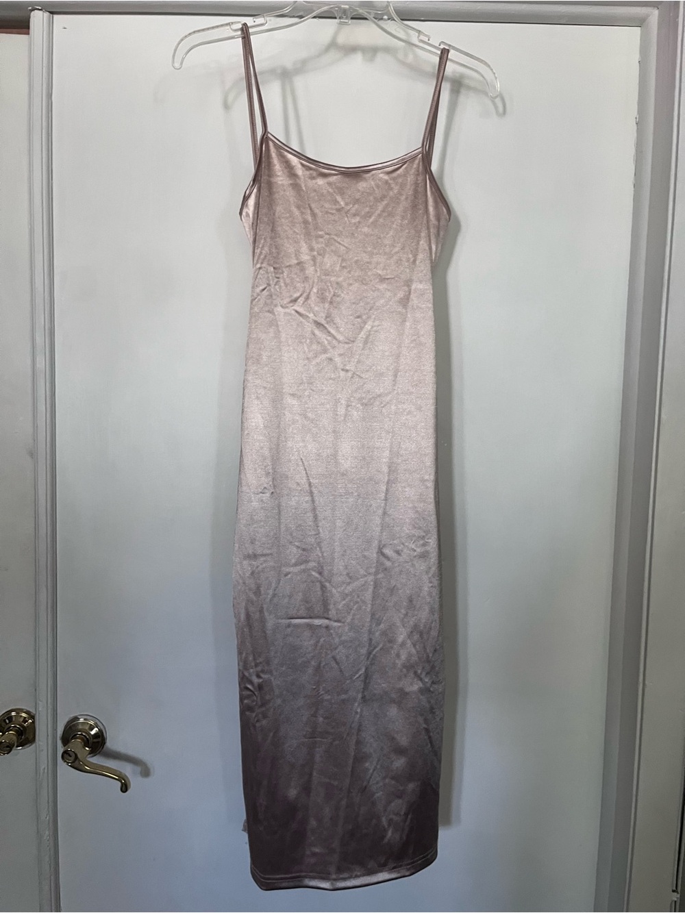 Satin Slip Midi Dress in Blush Pink